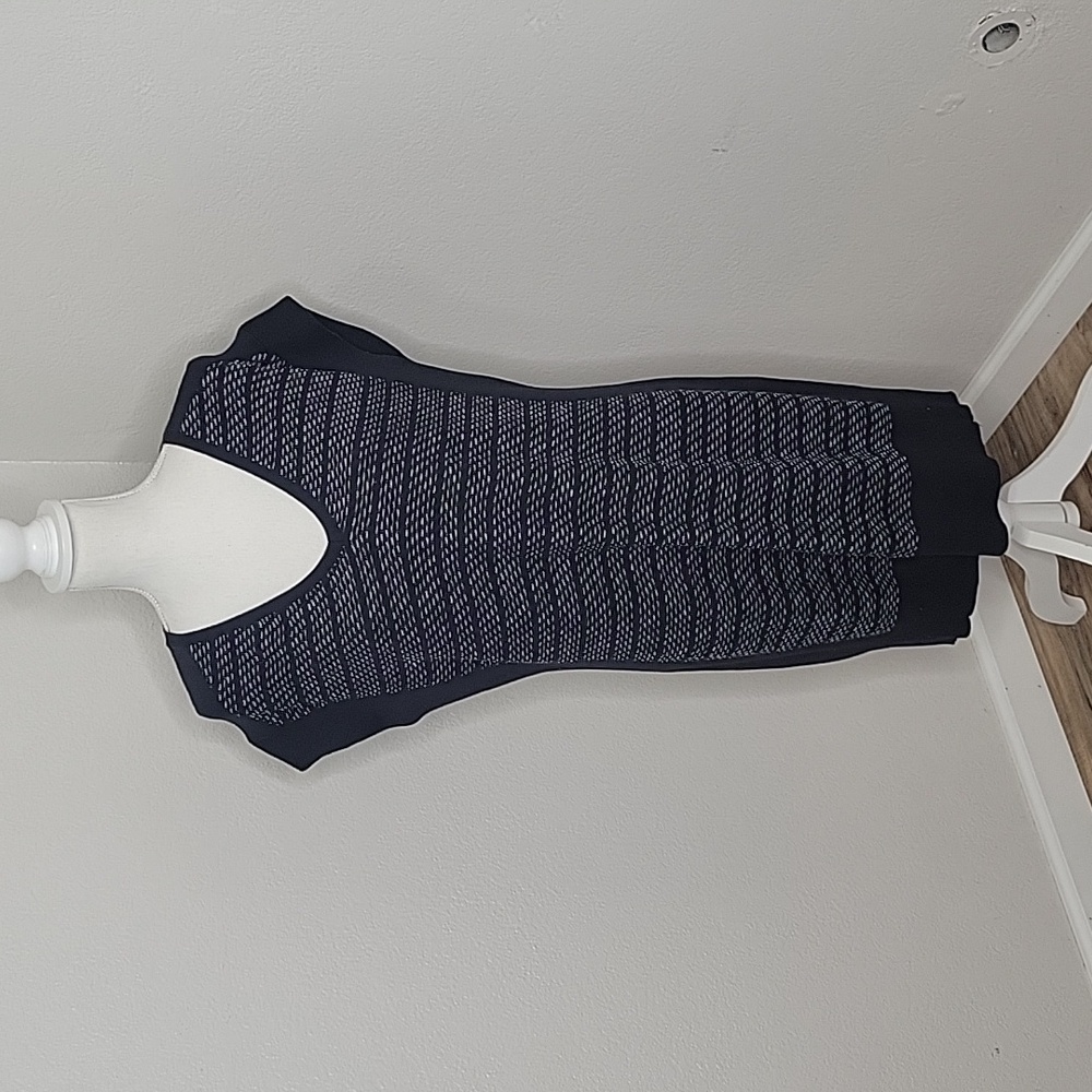 Athleta There After Black White V Neck Sweater Dress